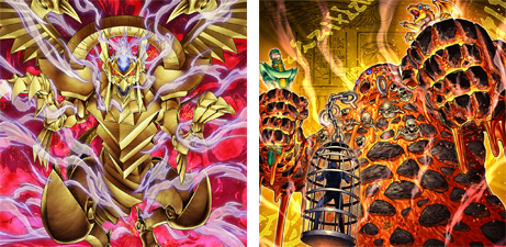 The Winged Dragon of Ra and Lava Golem Immortal Phoenix cards